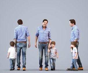 00034_Joris003 Adult Caucasian man with child in casual transitional seasonal clothing outdoors