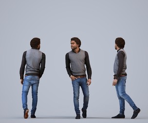 00041_Andres003 Adult Black male walking through public space in transitional seasonal clothing