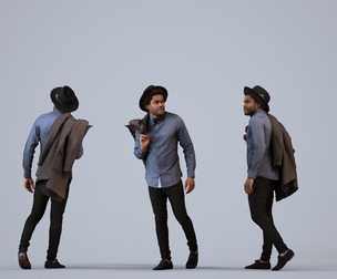 00043_Andres005 Adult Black man walking in public wearing casual autumn or spring jacket