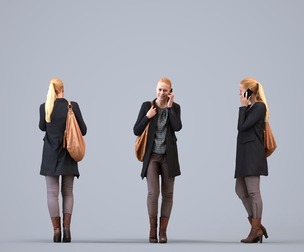 00049_Linda005 Adult Caucasian woman calling with smartphone, transitional seasonal clothing,