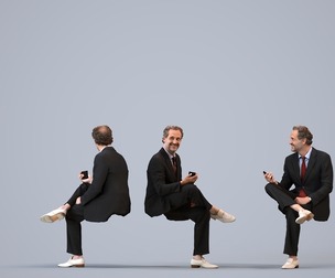 00053_PaulJan006 Adult Caucasian businessman sitting in office using smartphone, autumn attire