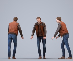 00058_Jeffrey003 Adult Caucasian man leaning casually in public space wearing transitional clothing