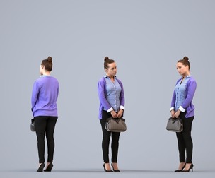 00060_Karen003 Adult Caucasian woman waiting in office wearing autumn or spring business attire