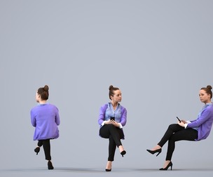 00060_Karen009 Adult Caucasian woman sitting in office wearing autumn business attire, holding