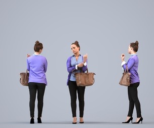 00060_Karen007 Adult Caucasian woman standing in office with smartphone and bag