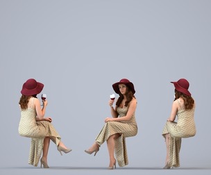 00061_Karen005 Adult Caucasian woman relaxing in casual summer attire for public spaces