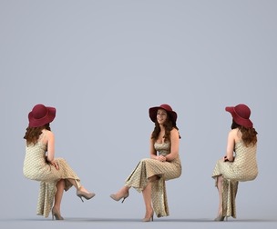 00061_Karen007 Adult Caucasian woman relaxing in public space wearing casual summer clothing