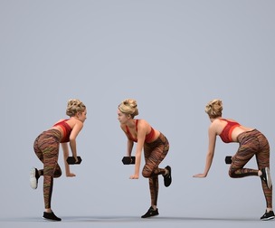 00064_Maja008HN Adult Caucasian woman exercising in contemporary fitness center setting