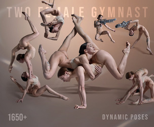 1650+ Two Female Gymnast Dynamic Poses