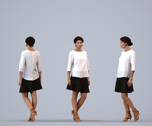 00069_Gabriela005 Adult Black woman walking in public wearing casual transitional seasonal clothing