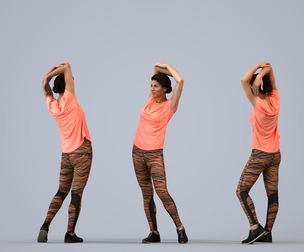 00070_Gabriela003 Adult Black woman exercising in summer sportswear for fitness environments