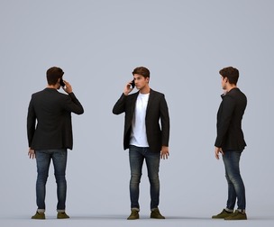 00073_Darion003 Adult Caucasian man making phone call in public wearing transitional clothing
