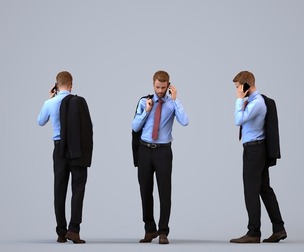00075_Nash008 Adult Caucasian male calling in office wearing autumn or spring business jacket