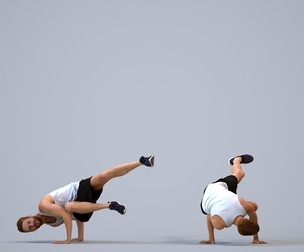00077_Nash002 Adult Caucasian man crouching during exercise in summer sportswear