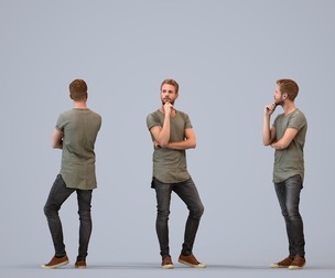 00080_Nash003 Adult Caucasian man waiting in public space wearing summer casual attire