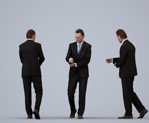 00082_Chris004 Adult Caucasian male walking through office in autumn attire with smartphone