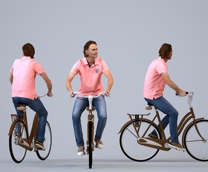 00084_Chris001 Adult Caucasian man cycling in casual summer attire for urban planning
