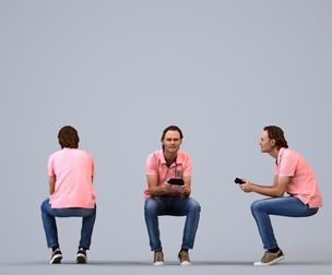 00084_Chris007 Adult Caucasian man sitting at home in casual summer clothing