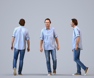 00084_Chris003 Adult Caucasian man walking through public space in casual summer attire