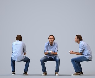 00084_Chris006 Adult Caucasian man sitting casually at home in summer clothing