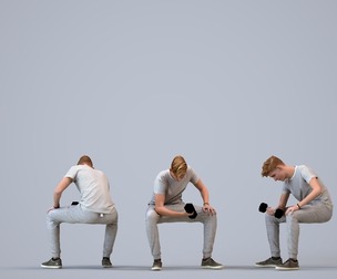 00085_Ewoud004 Adult Caucasian man exercising in casual summer sportswear