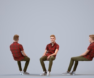 00086_Ewoud005 Adult Caucasian man relaxing in public space wearing transitional seasonal clothing