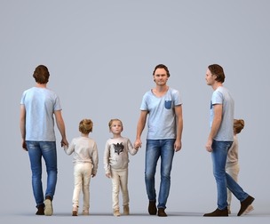 00088_ChrisMaud002 Adult Caucasian man walking with child in casual transitional seasonal clothing
