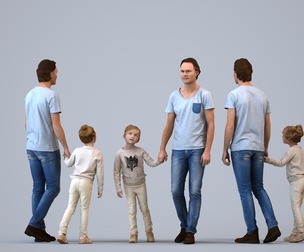 00088_ChrisMaud001 Adult Caucasian man walking with child in casual transitional seasonal clothing