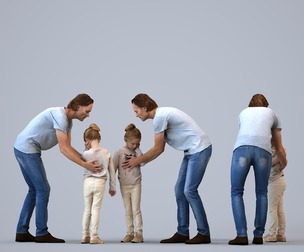 00088_ChrisMaud004 Adult Caucasian man bonding with child at home in casual transitional clothing