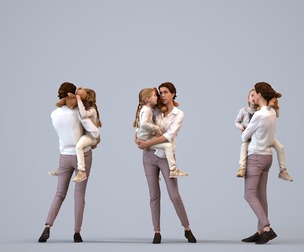 00091_LauraMaud006 Adult Caucasian woman bonding with daughter at home in casual transitional