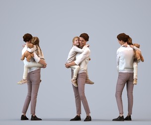 00091_LauraMaud005 Adult Caucasian woman bonding with daughter at home in casual transitional