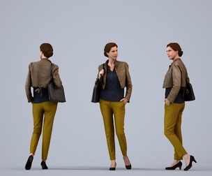 00094_Maud002 Adult Caucasian woman waiting in public space with bag, transitional seasonal clothing
