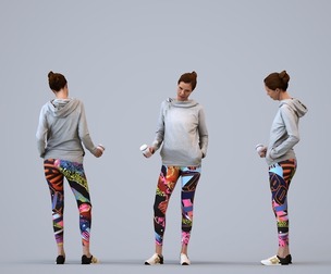 00095_Laura007 Adult Caucasian woman relaxing in sportswear holding coffee cup