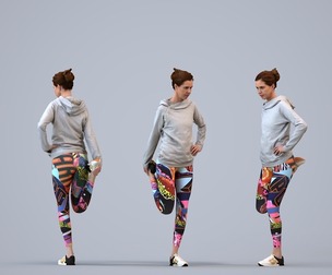 00095_Laura006 Adult Caucasian woman exercising in athletic wear for sports visualization