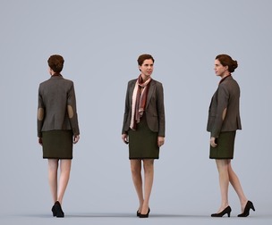 00099_Anouk007 Adult Caucasian woman walking through office in autumn business attire