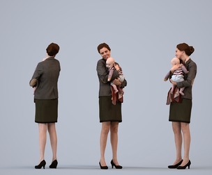 00099_AnoukAbel002 Adult Caucasian woman with child in office setting wearing transitional seasonal