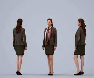 00099_Anouk008 Adult Caucasian woman waiting in office wearing autumn or spring business attire
