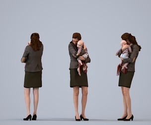 00099_AnoukAbel001 Adult Caucasian woman in business attire bonding with child in office setting