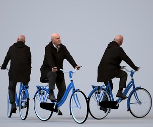 00101_Erik008 Senior Caucasian man cycling in public wearing business transitional seasonal attire