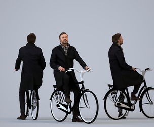 00104_Floris010 Adult Caucasian man cycling through public space in business attire