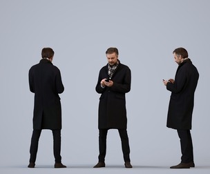 00104_Floris013 Adult Caucasian man standing in public space with smartphone, winter clothing