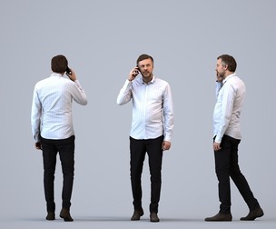 00104_Floris002 Adult Caucasian man walking while calling, business attire, office setting
