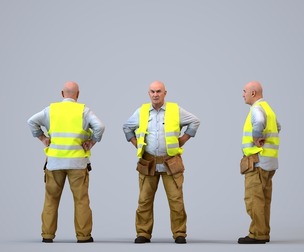 00105_Erik003 Senior Caucasian man waiting at construction site in transitional seasonal clothing