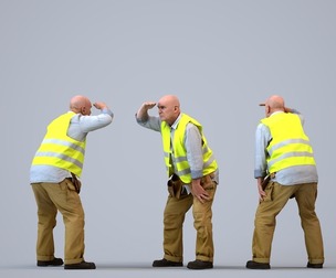 00105_Erik006 Senior Caucasian male waiting at construction site in transitional seasonal workwear