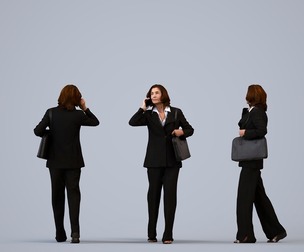 00108_Jenn012 Senior Caucasian woman walking, calling in office wearing autumn or spring business