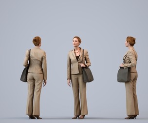 00109_Halle014 Adult Caucasian woman in office attire using smartphone, transitional seasonal