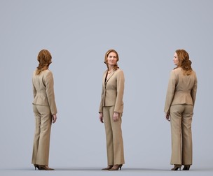 00109_Halle002 Adult Caucasian woman waiting in office wearing autumn or spring business attire