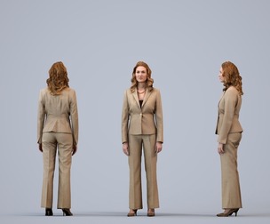 00109_Halle001 Adult Caucasian woman waiting in office wearing transitional seasonal business attire