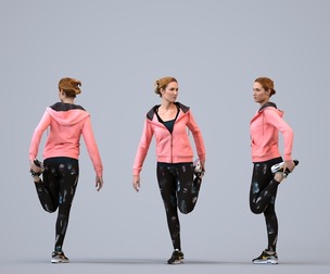 00115_Halle007 Adult Caucasian woman running outdoors in transitional seasonal sportswear
