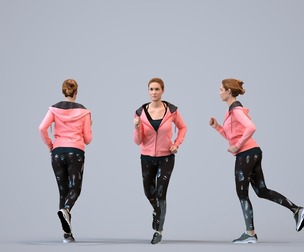 00115_Halle009 Adult Caucasian woman running in athletic wear for sports visualization